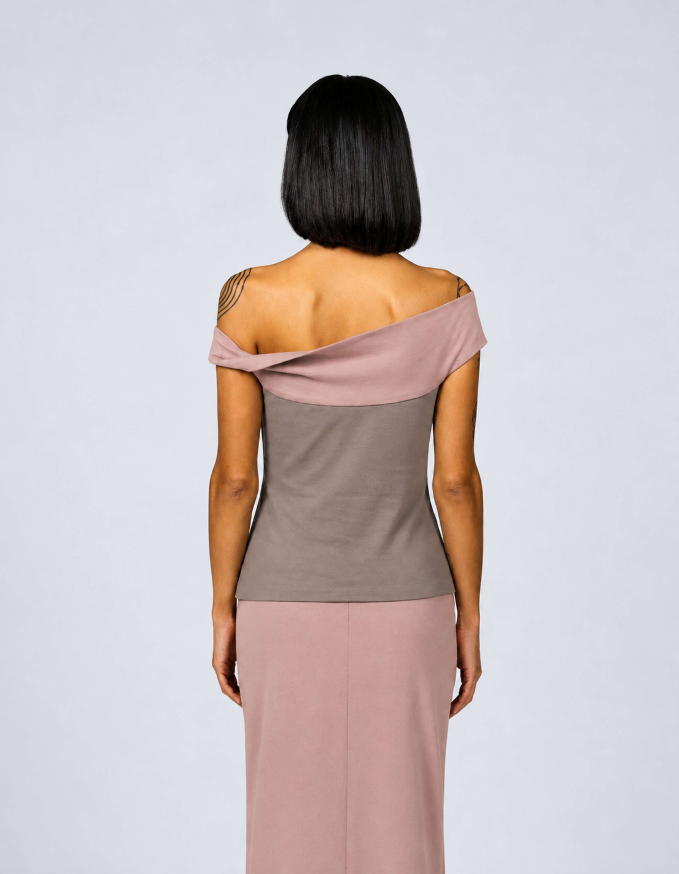TWO TONE OFF SHOULDER TOP