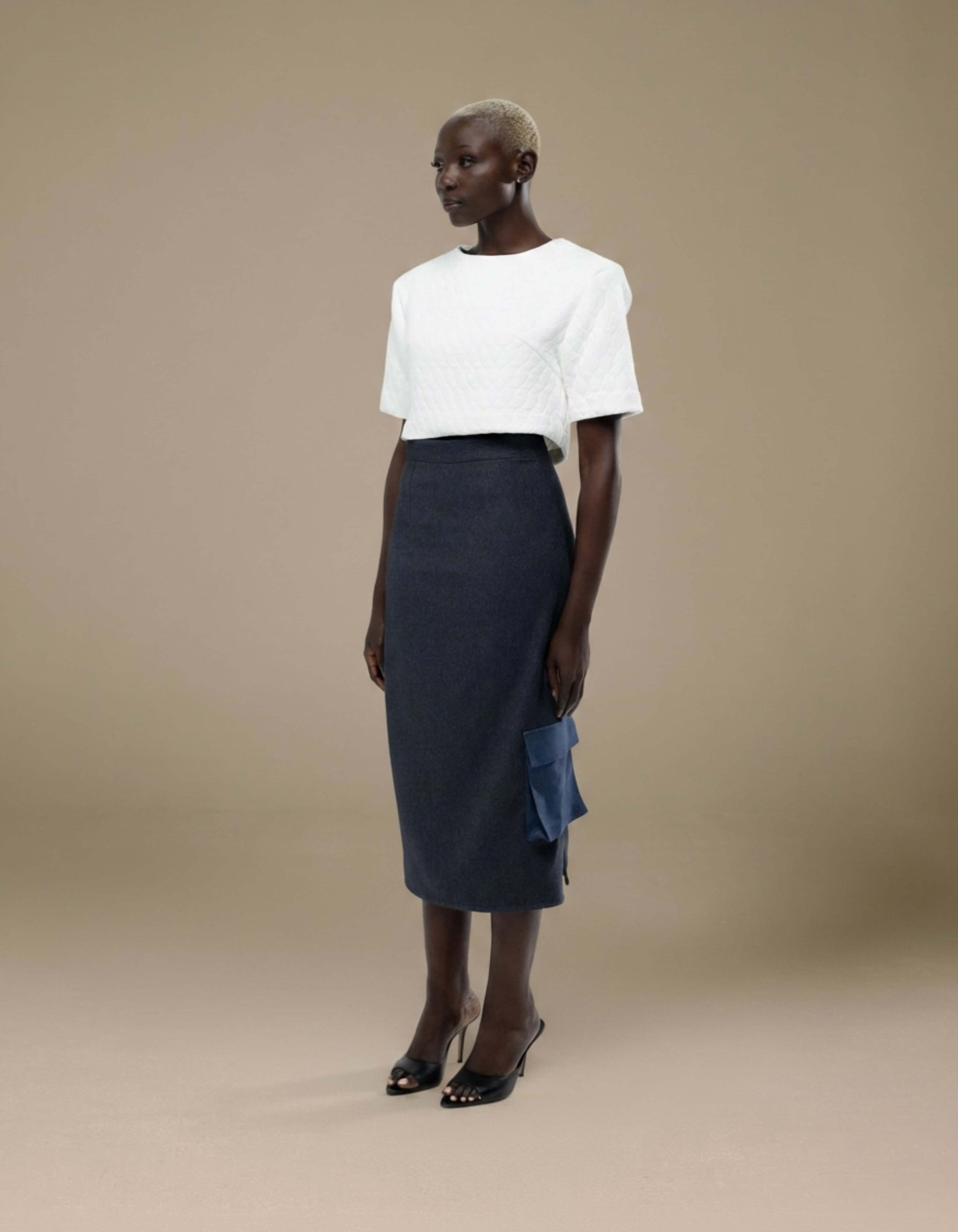 TWO TONE CARGO PENCIL SKIRT