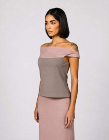 TWO TONE OFF SHOULDER TOP