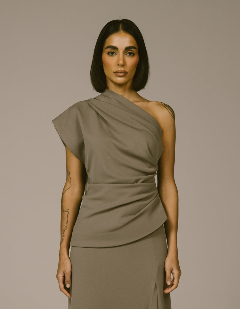 ASYMMETRIC DRAPE TOP