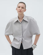 ROUNDED SLEEVE BUTTON UP SHIRT
