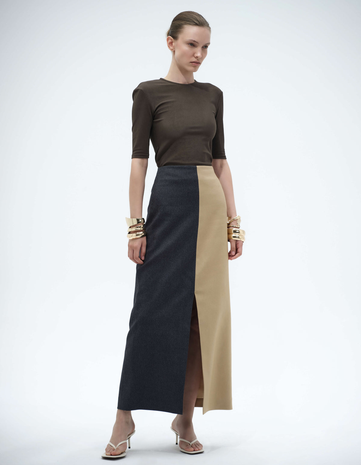 VERTICAL TWO TONE SKIRT