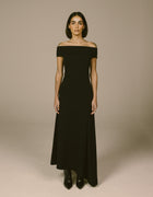 OFF-SHOULDER ASYMMETRIC DRAPE DRESS