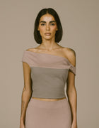 TWO TONE OFF SHOULDER TOP