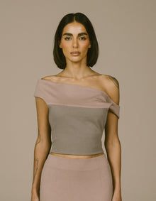 TWO TONE OFF SHOULDER TOP