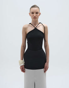 HORIZONTAL TWO TONE STRUCTURED SKIRT