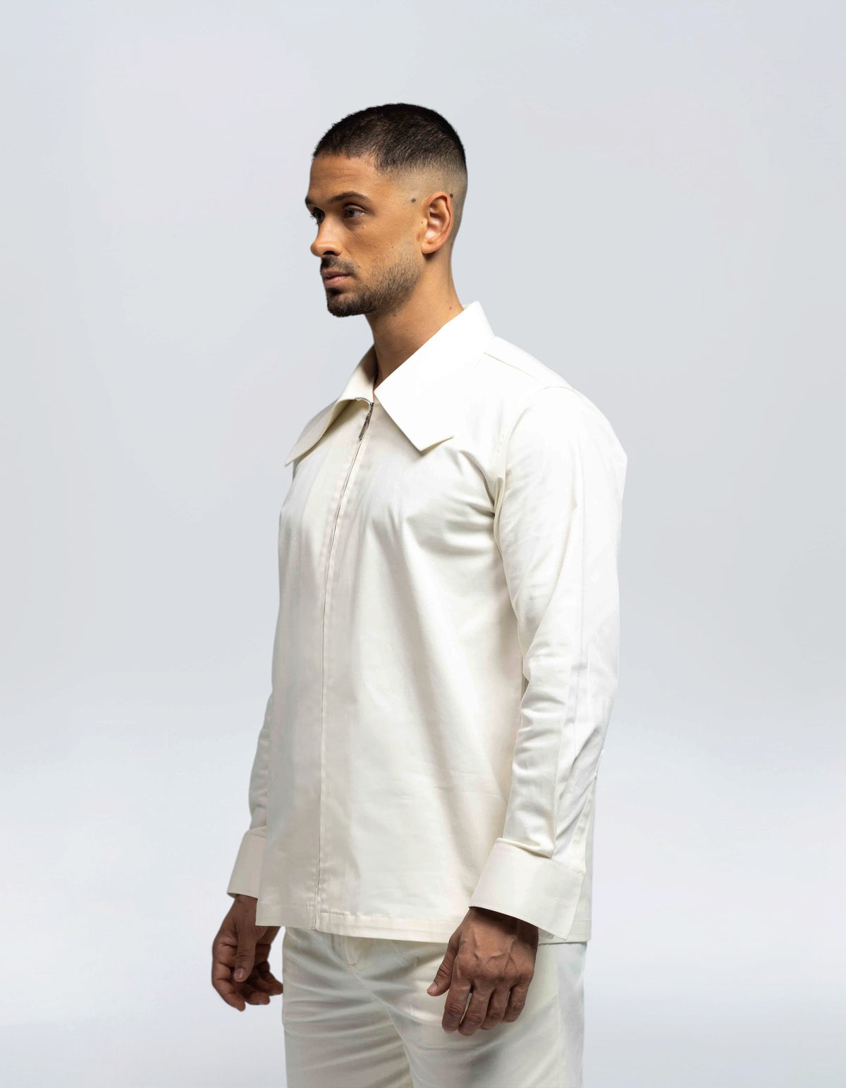 CROP COLLAR ZIP UP SHIRT