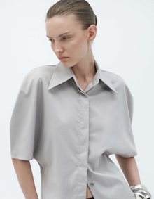 ROUNDED SLEEVE BUTTON UP SHIRT