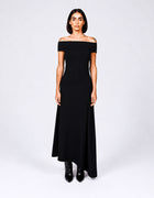 OFF-SHOULDER ASYMMETRIC DRAPE DRESS