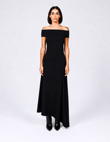 OFF-SHOULDER ASYMMETRIC DRAPE DRESS