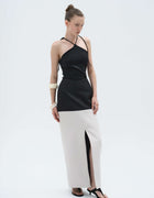 HORIZONTAL TWO TONE STRUCTURED SKIRT