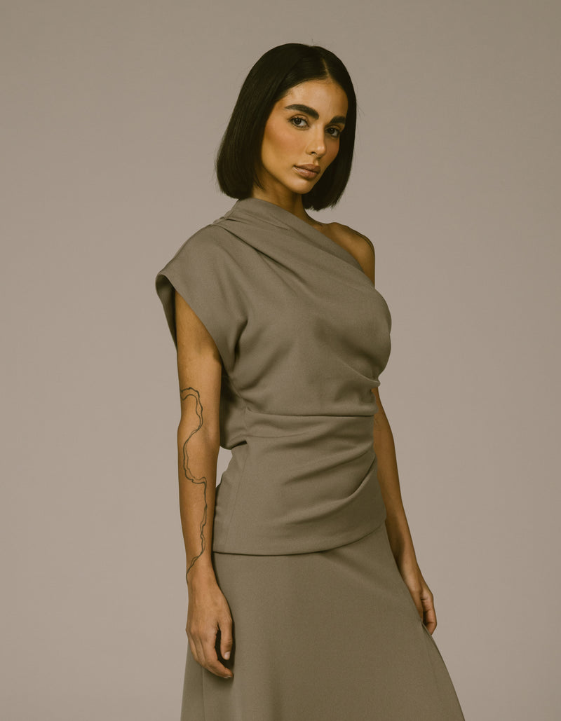 ASYMMETRIC DRAPE TOP
