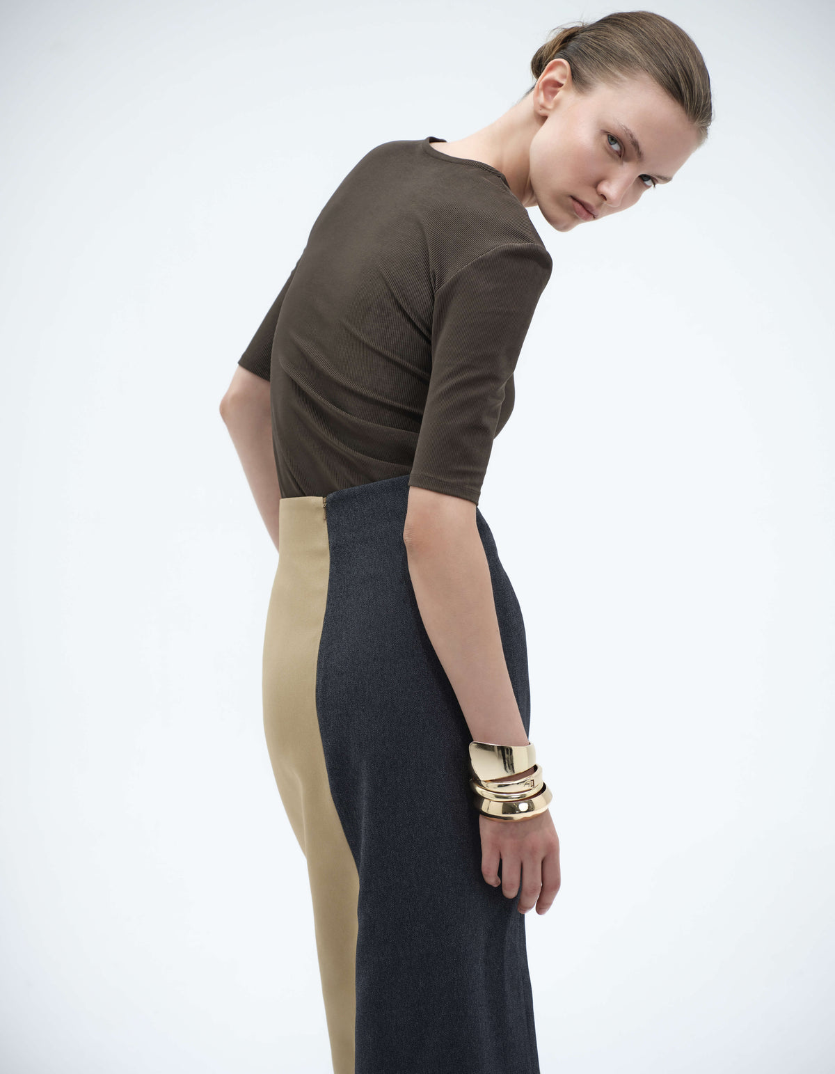 VERTICAL TWO TONE SKIRT