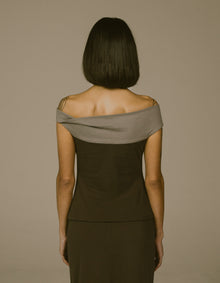 TWO TONE OFF SHOULDER TOP