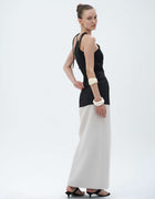 HORIZONTAL TWO TONE STRUCTURED SKIRT