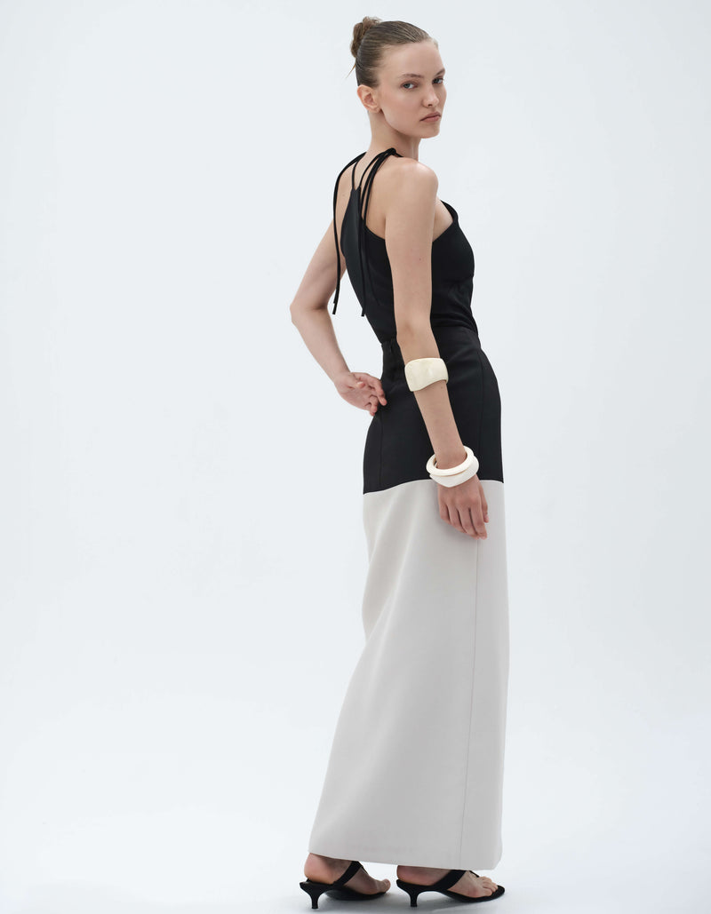 HORIZONTAL TWO TONE STRUCTURED SKIRT
