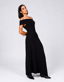 OFF-SHOULDER ASYMMETRIC DRAPE DRESS