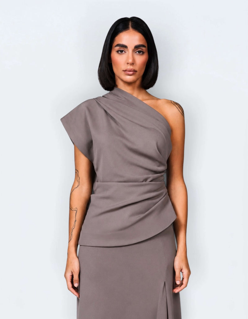 ASYMMETRIC DRAPE TOP