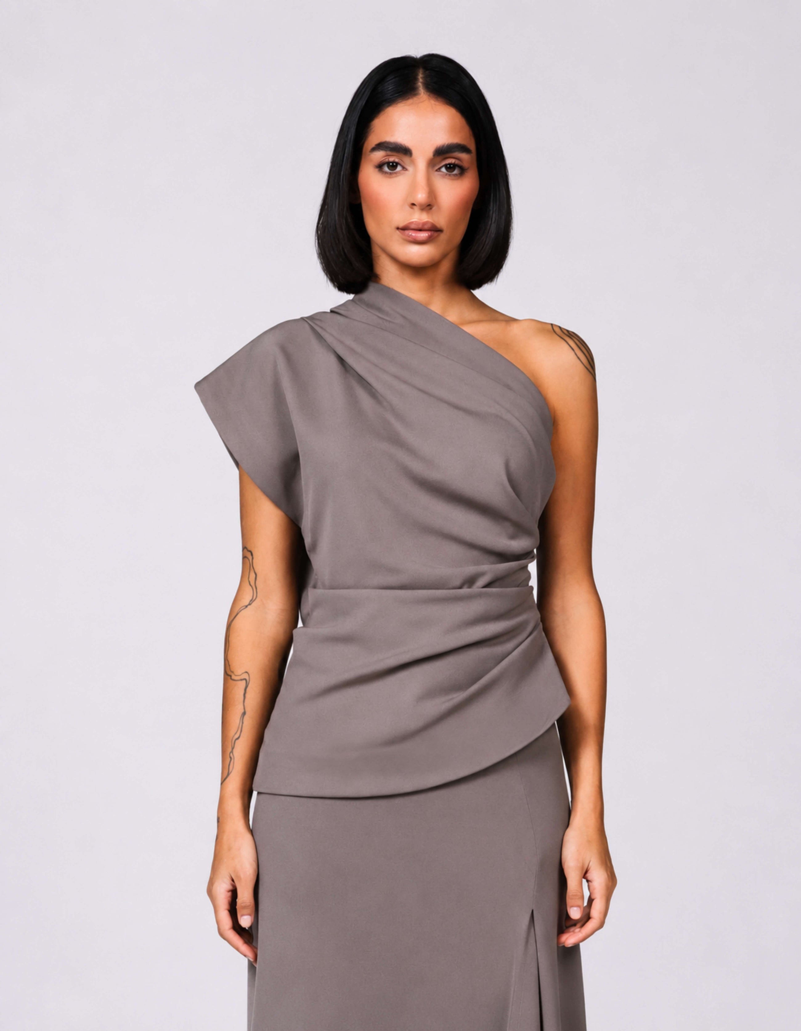 ASYMMETRIC DRAPE TOP