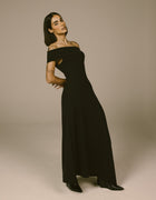 OFF-SHOULDER ASYMMETRIC DRAPE DRESS