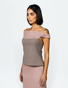 TWO TONE OFF SHOULDER TOP