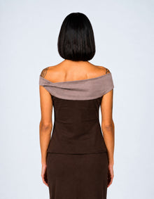 TWO TONE OFF SHOULDER TOP