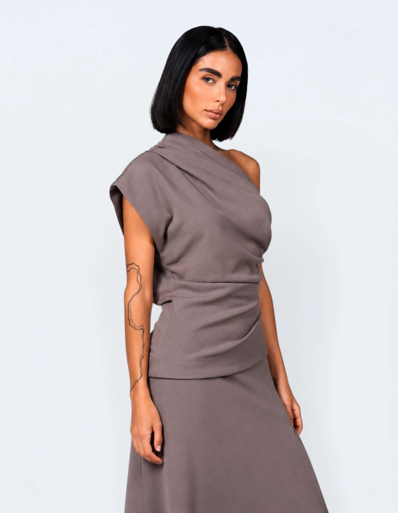 ASYMMETRIC DRAPE TOP