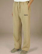 Elamins quilted wide-leg trousers in sand beige with drawstring waist
