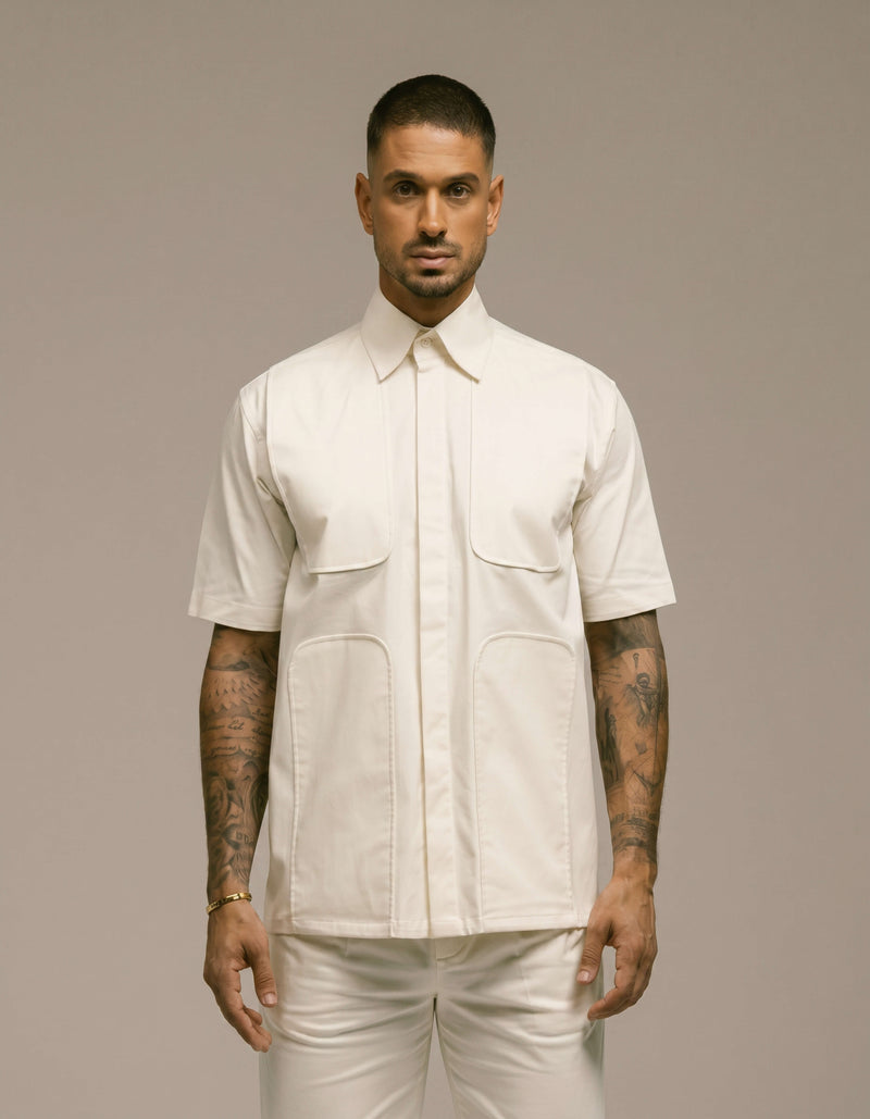CHEMISE À MANCHES COURTES À PANNEAU EN U