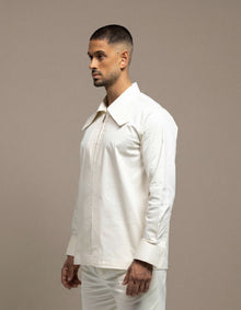 CROP COLLAR ZIP UP SHIRT