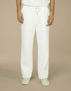 White quilted wide-leg drawstring trousers with Elamins logo detail
