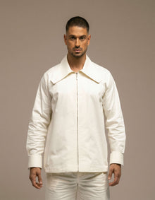 CROP COLLAR ZIP UP SHIRT