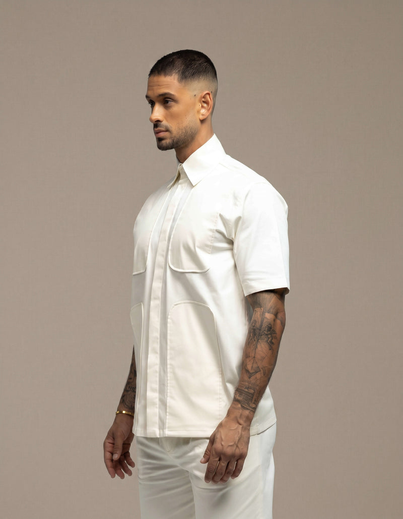 CHEMISE À MANCHES COURTES À PANNEAU EN U