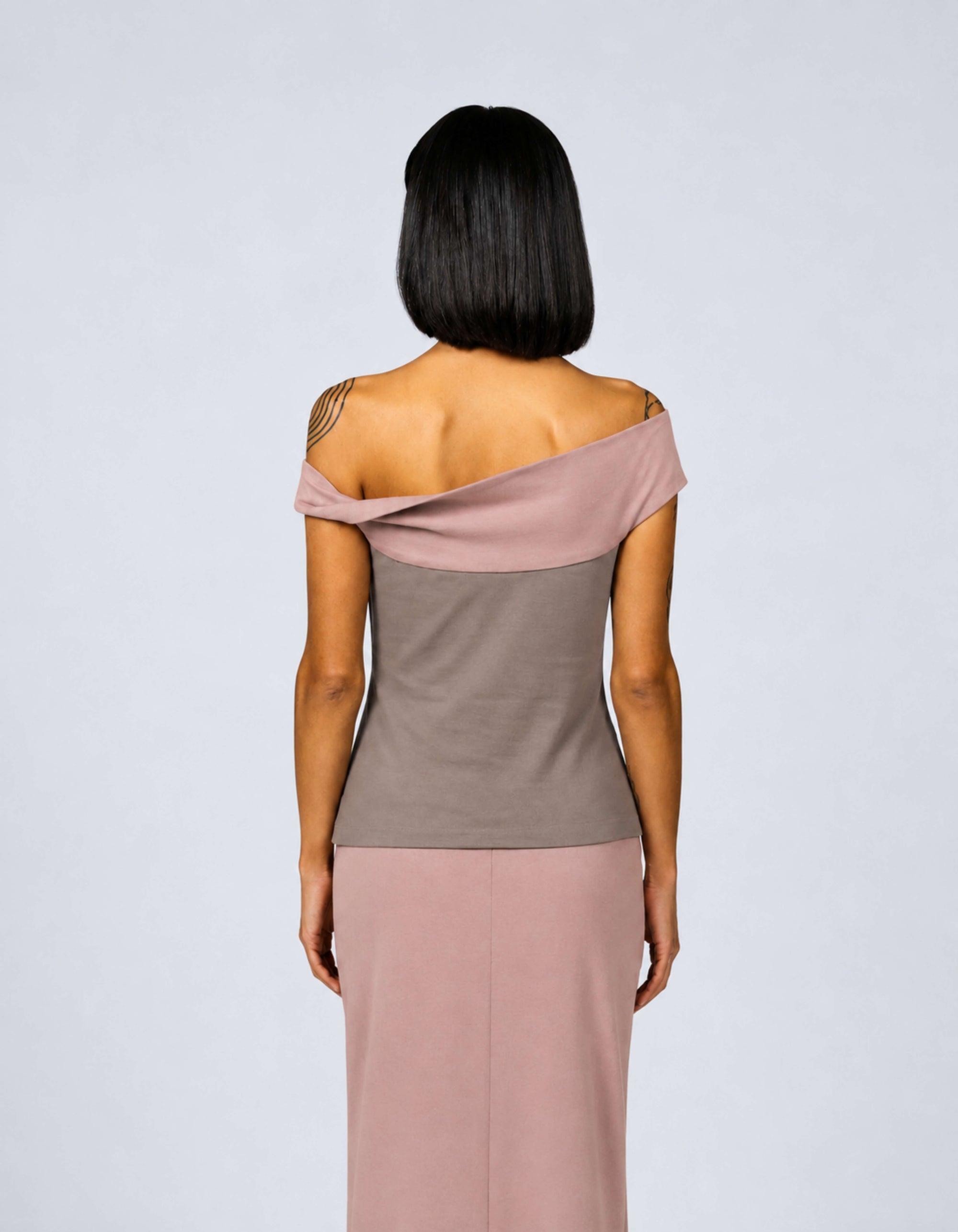 TWO TONE OFF SHOULDER TOP