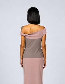 TWO TONE OFF SHOULDER TOP