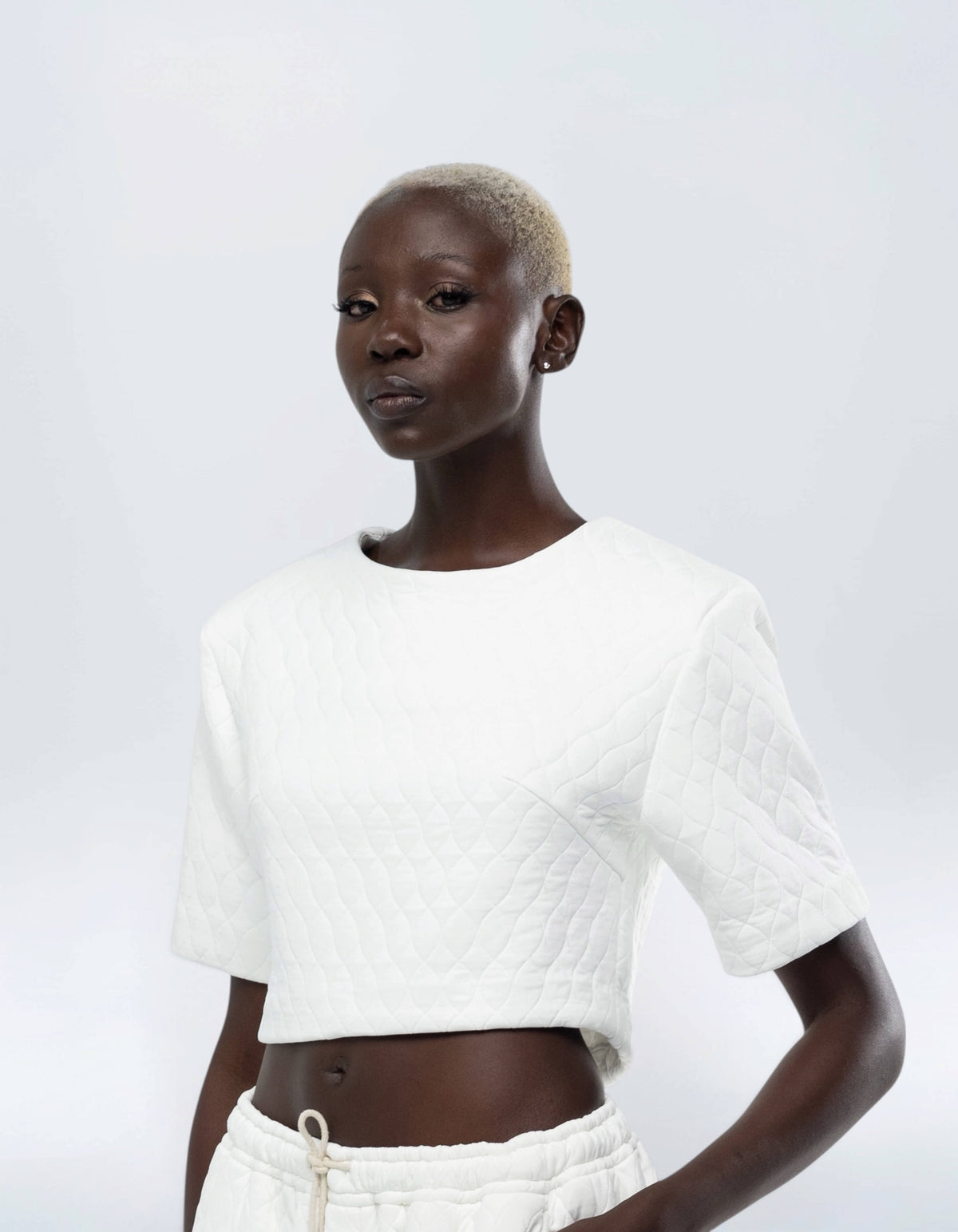 SHOULDER PAD CROP TOP