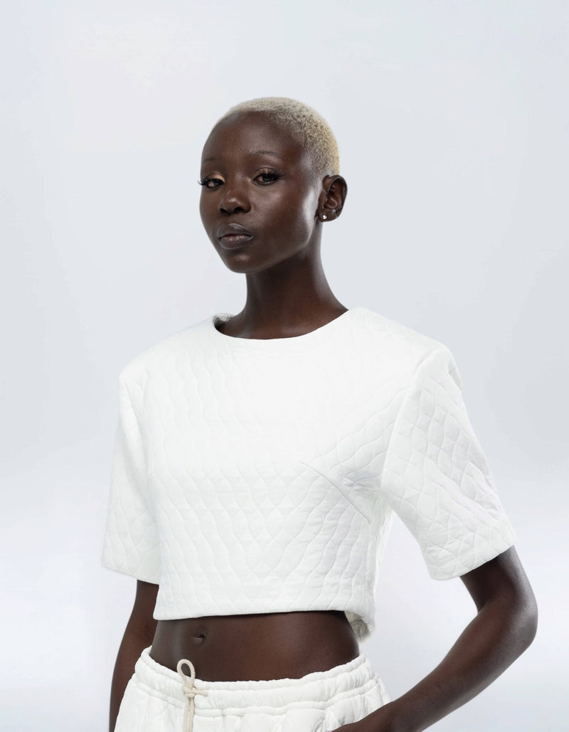 SHOULDER PAD CROP TOP