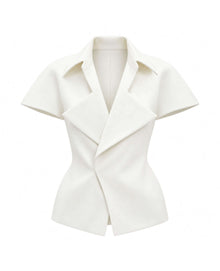 EXAGGERATED LAPEL TOP