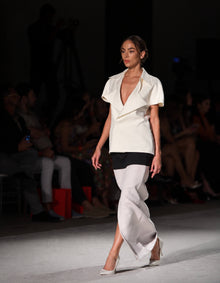 HORIZONTAL TWO TONE STRUCTURED SKIRT