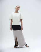HORIZONTAL TWO TONE STRUCTURED SKIRT