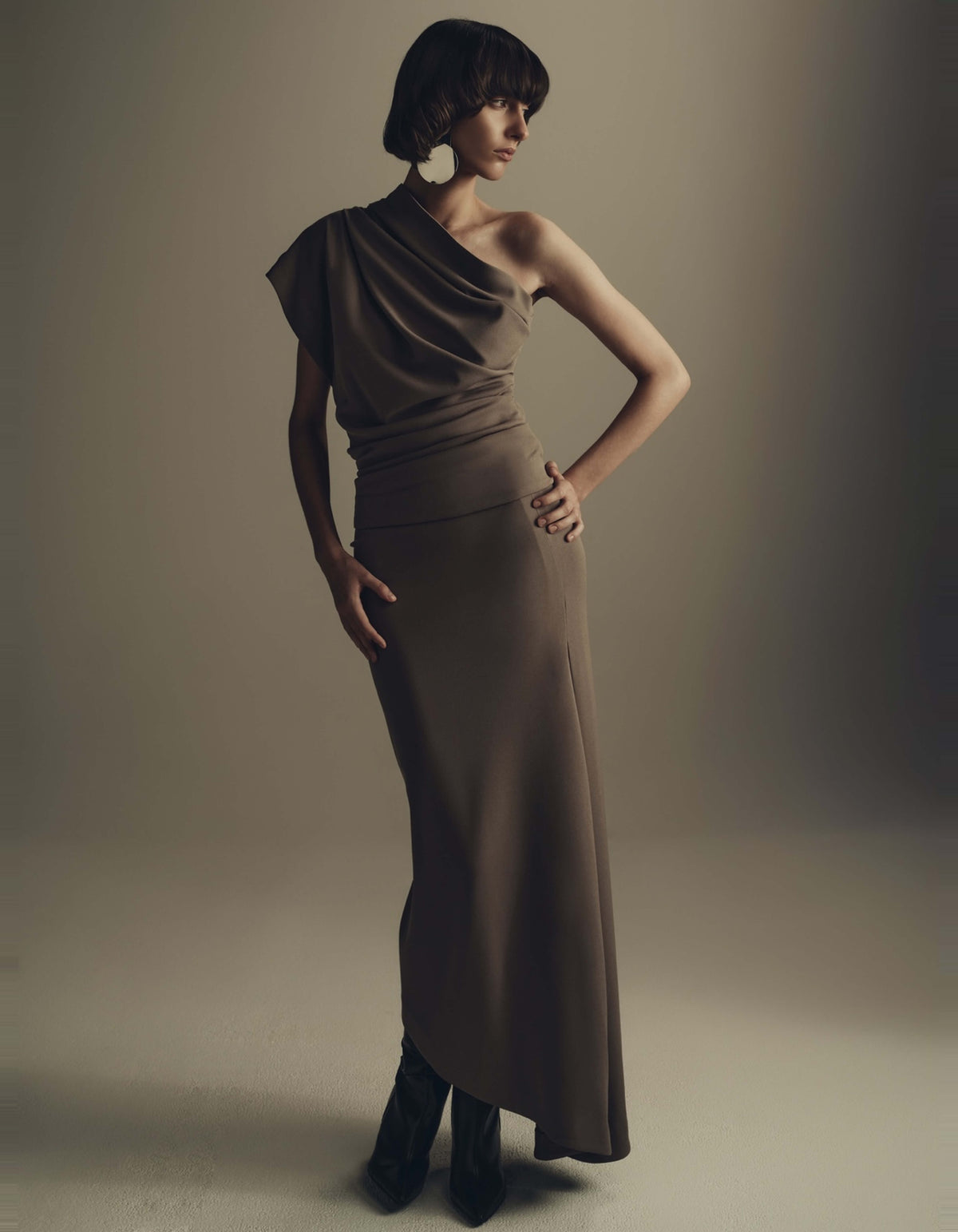 ASYMMETRIC DRAPE SKIRT