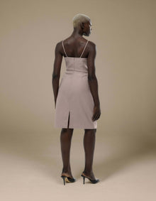 V STRAP MIDI DRESS