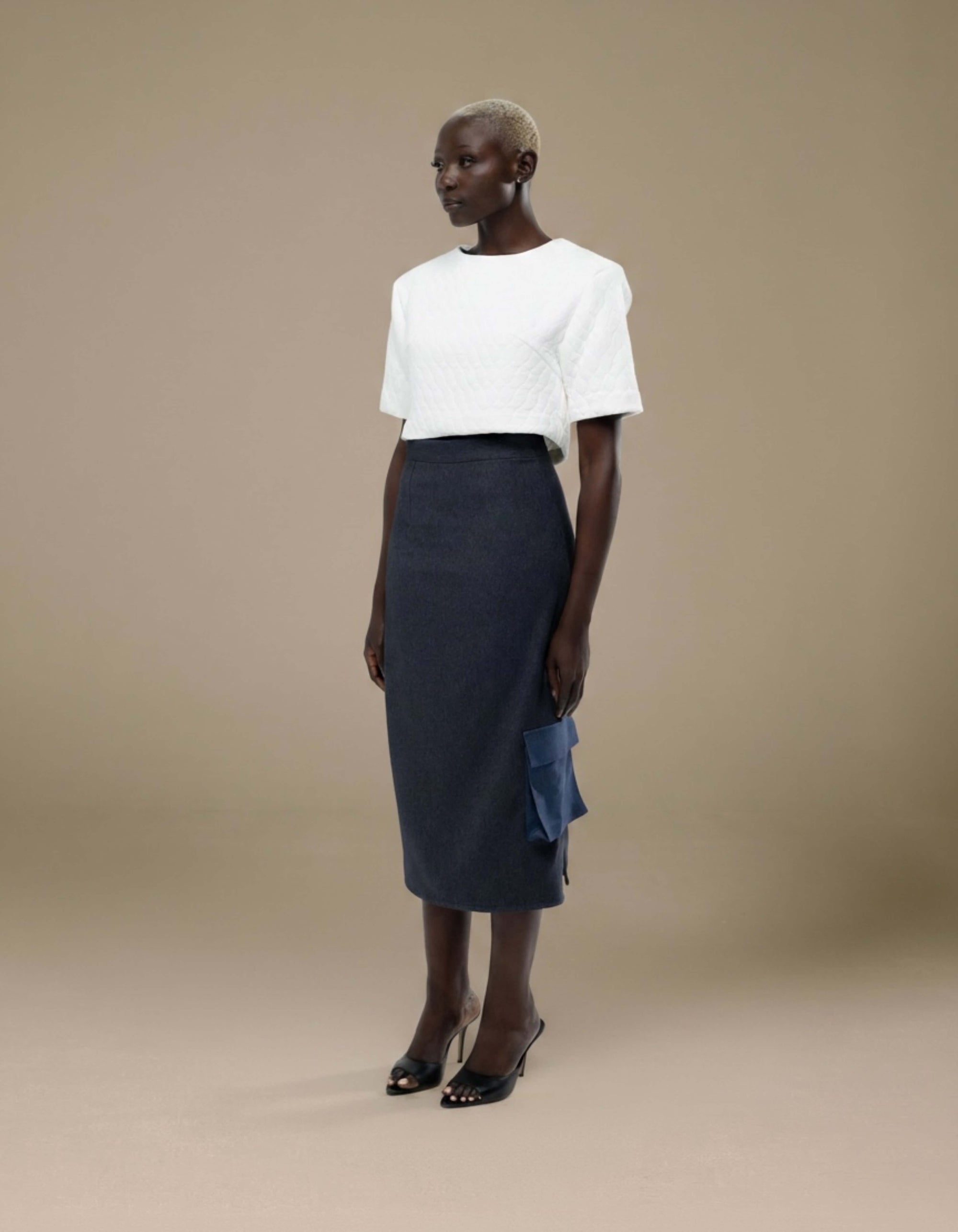 TWO TONE CARGO PENCIL SKIRT