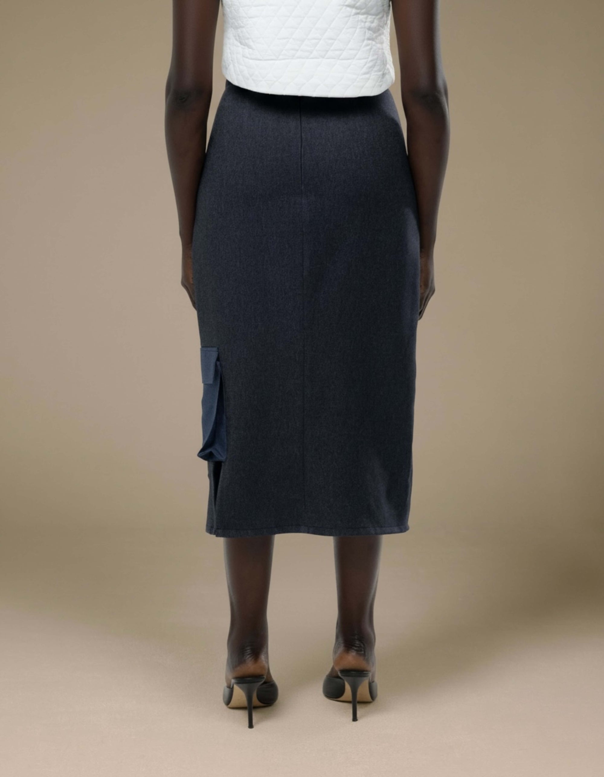 TWO TONE CARGO PENCIL SKIRT