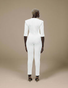 STRUCTURED SHOULDER PAD JUMPSUIT