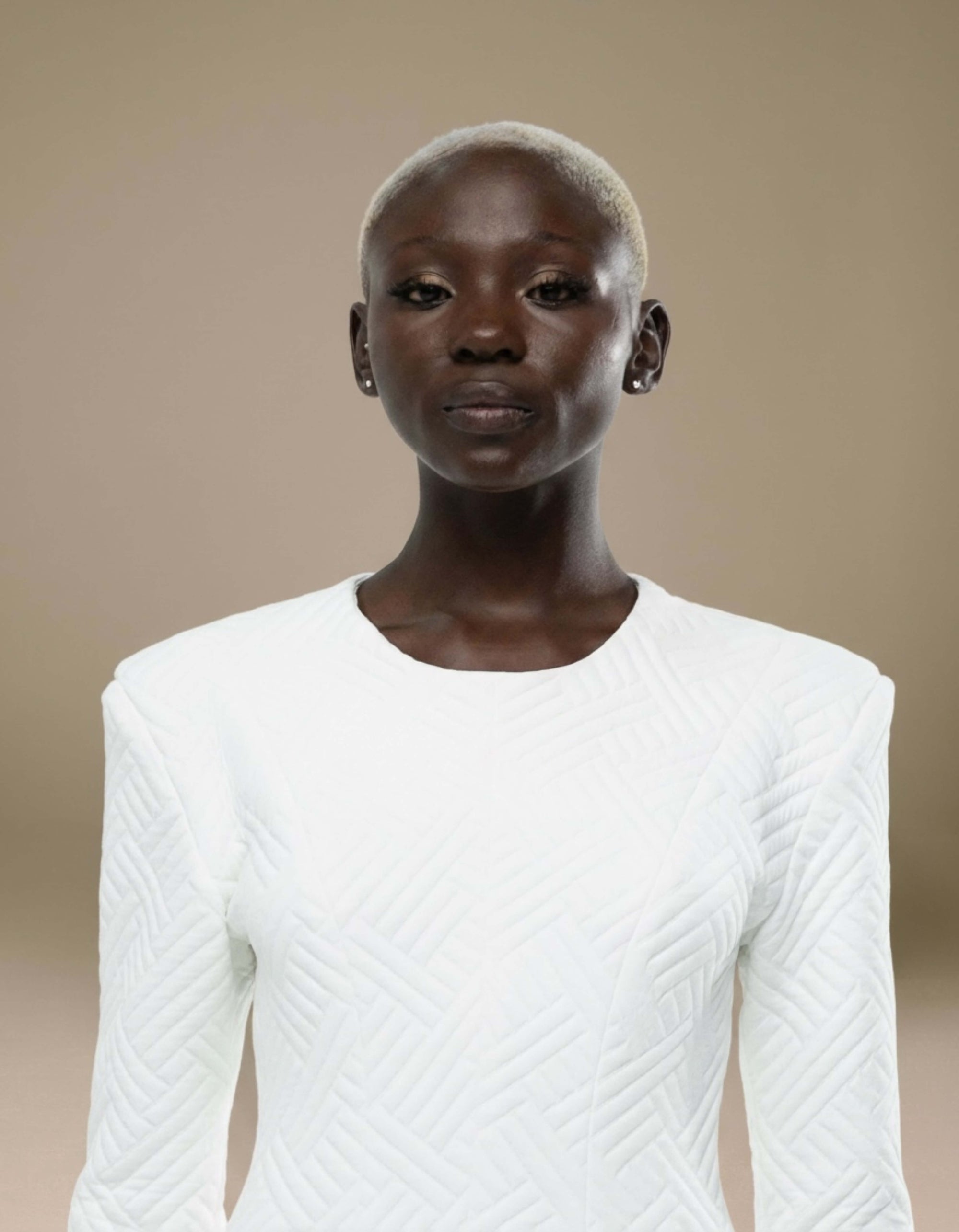 STRUCTURED SHOULDER PAD JUMPSUIT