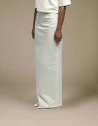 Ivory minimalist maxi skirt clean column silhouette luxury womenswear
