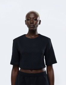 SHOULDER PAD CROP TOP