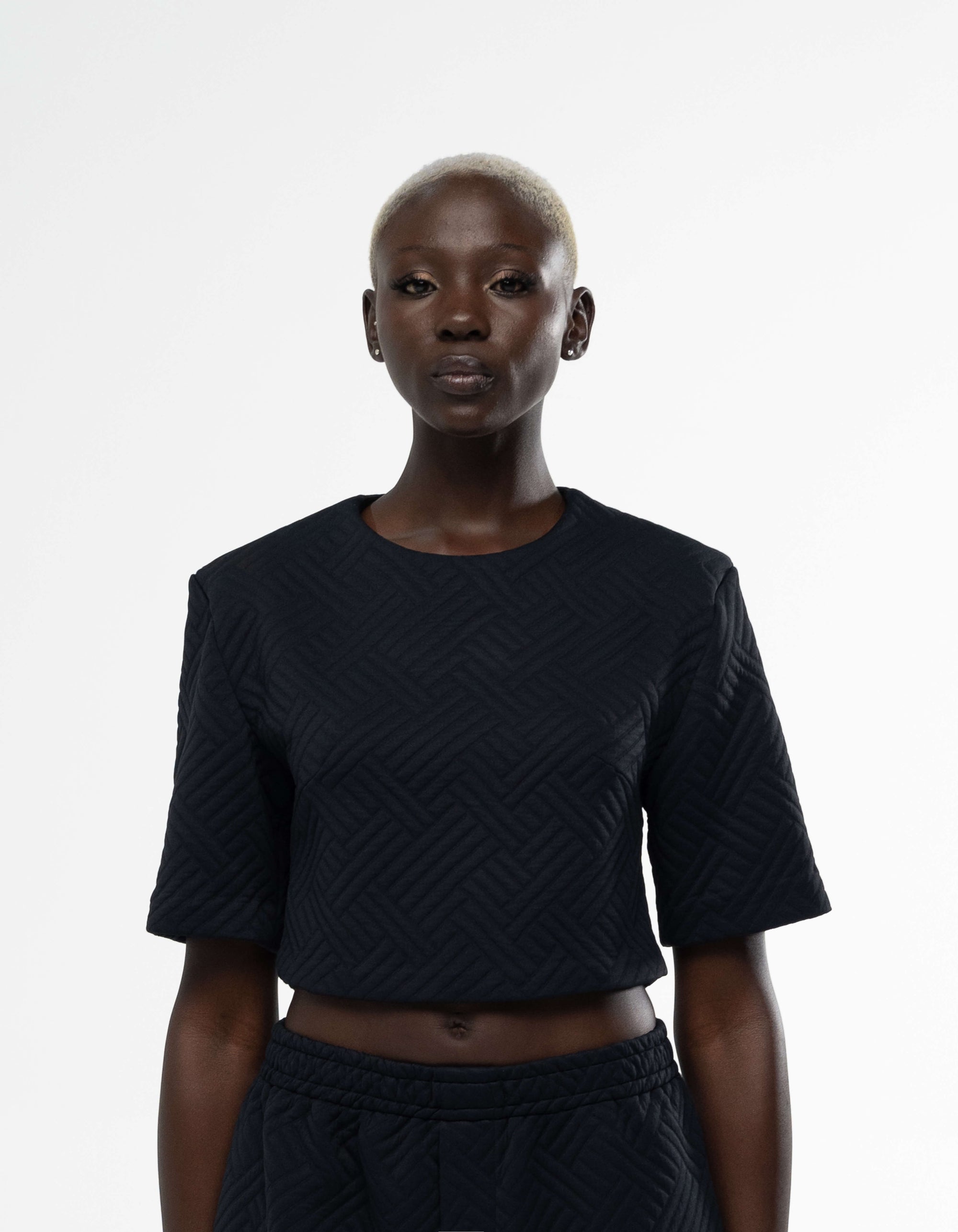 SHOULDER PAD CROP TOP