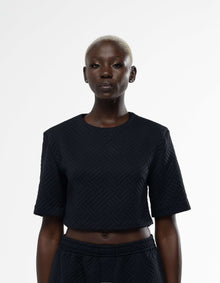SHOULDER PAD CROP TOP